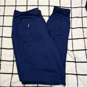 Navy Healing Hands Purple Label Yoga scrub pants in size S